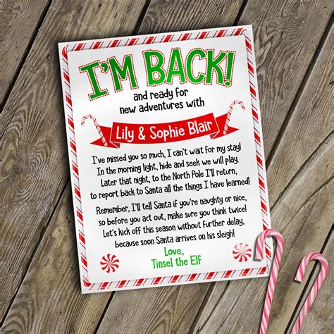 Elf Welcome Back Letter Printable